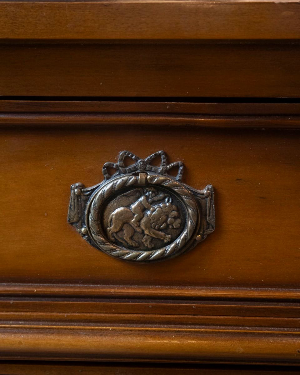 French Louis XVI Style Light Walnut Commode with Three Drawers and Fluted Motifs - JAA