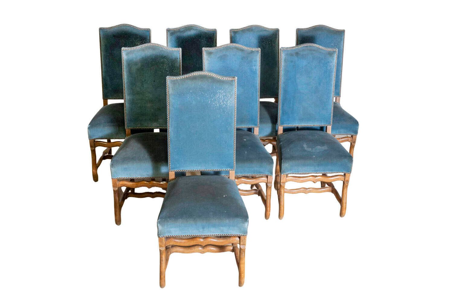 Set of Eight 20th Century French Mutton Leg Side Chairs