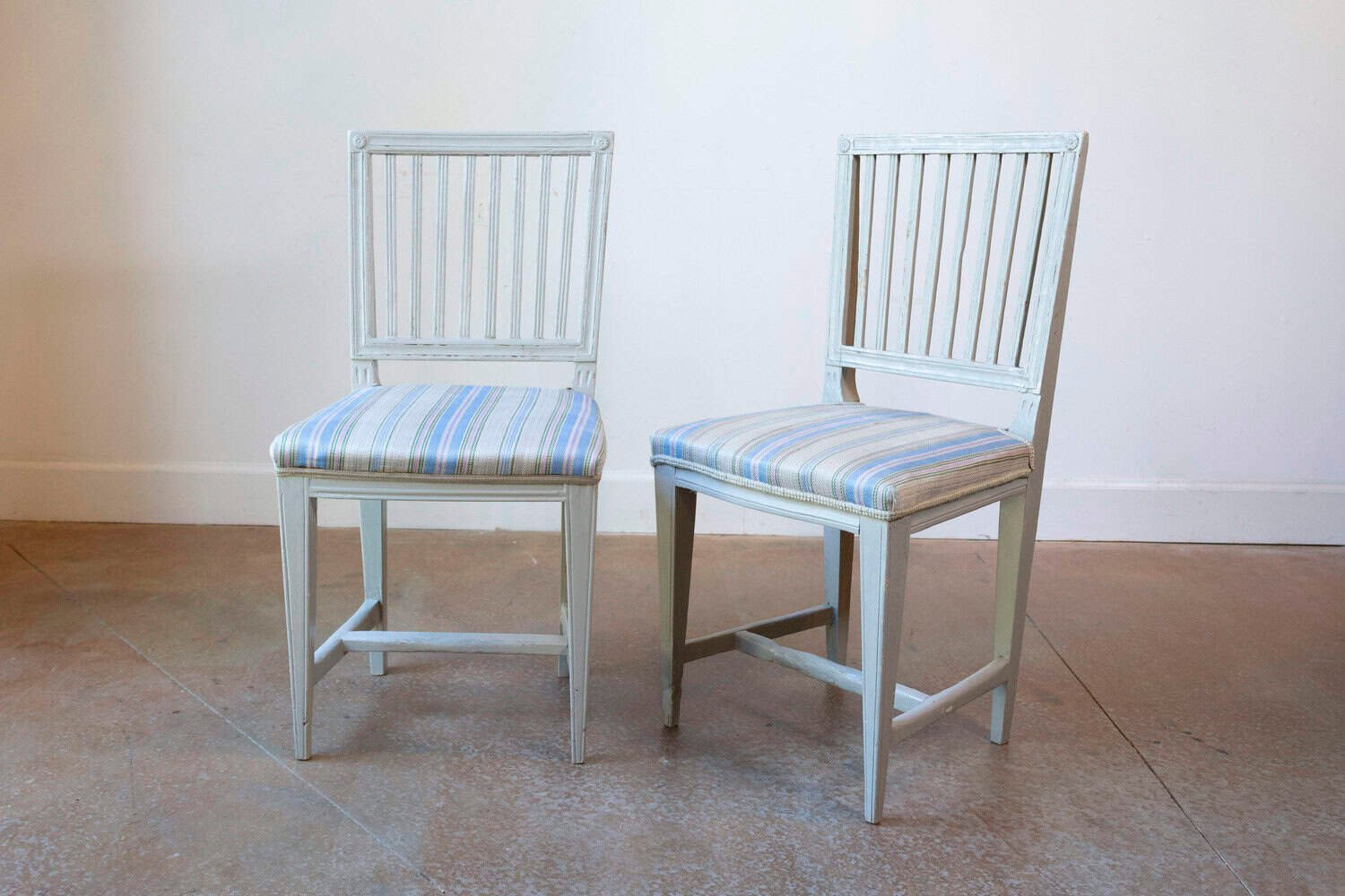 Six Swedish Gustavian Style 1850s Painted Wood Side Chairs with Carved Rosettes 4 - JAA