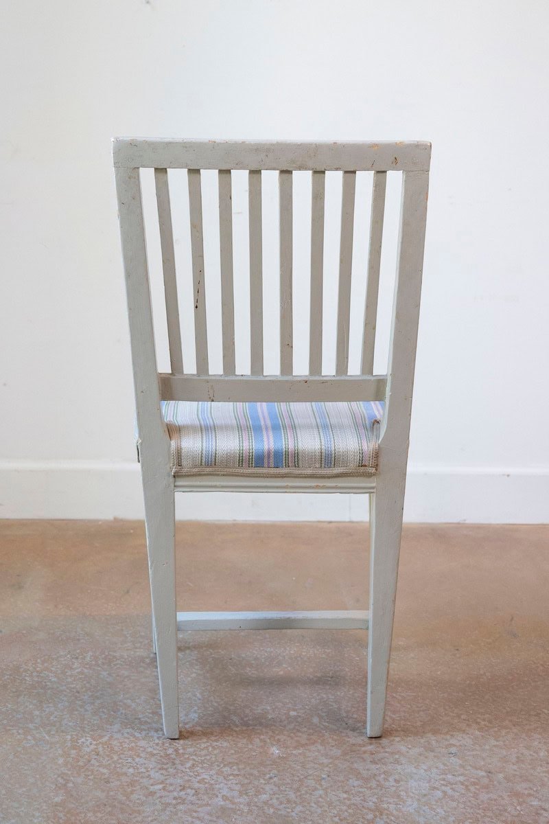 Six Swedish Gustavian Style 1850s Painted Wood Side Chairs with Carved Rosettes 4 - JAA