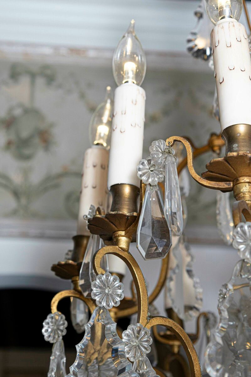 French Late 19th Century Crystal 12-Light Chandelier with Brass Armature - JAA