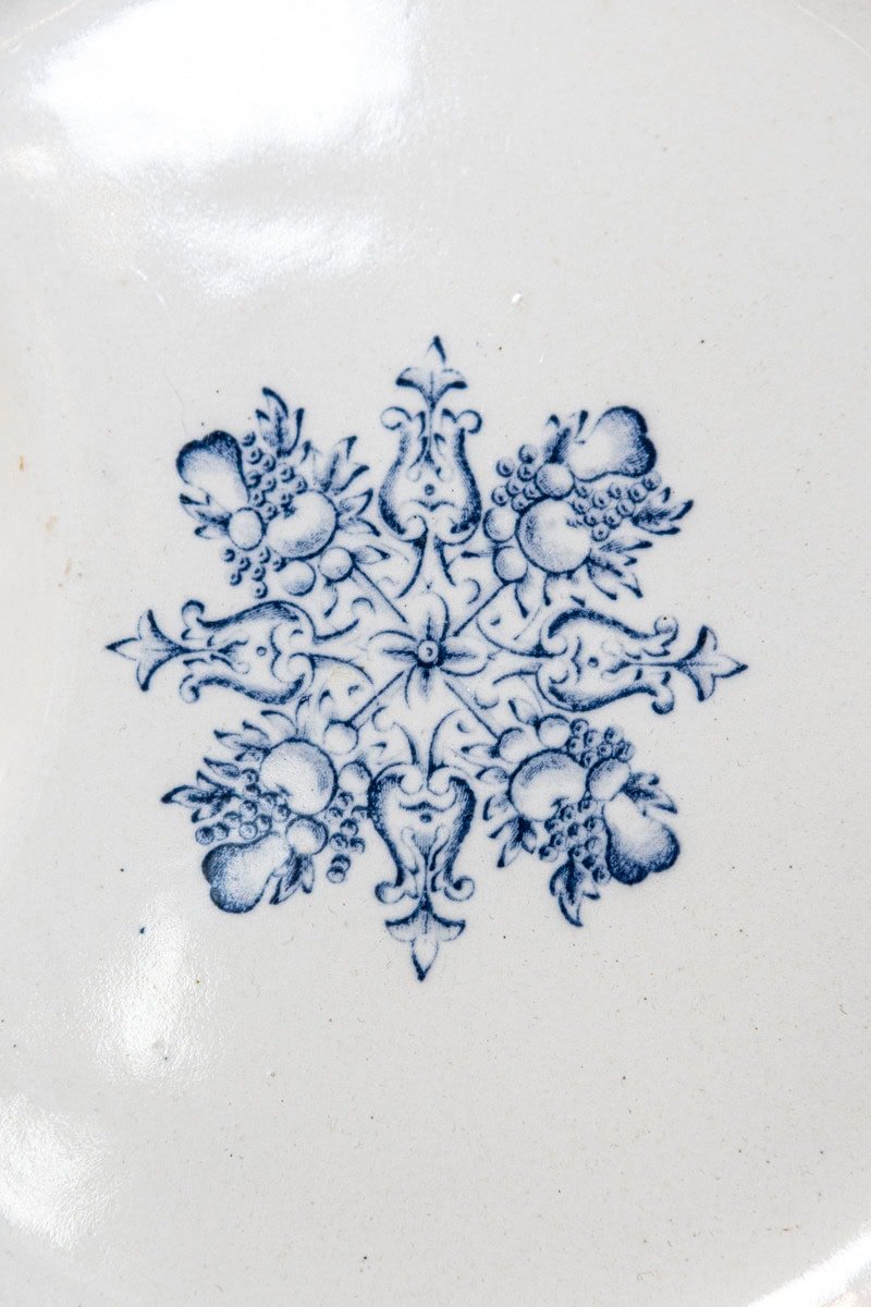 French Terre de Fer 19th Century Blue and White Asparagus Plates - JAA