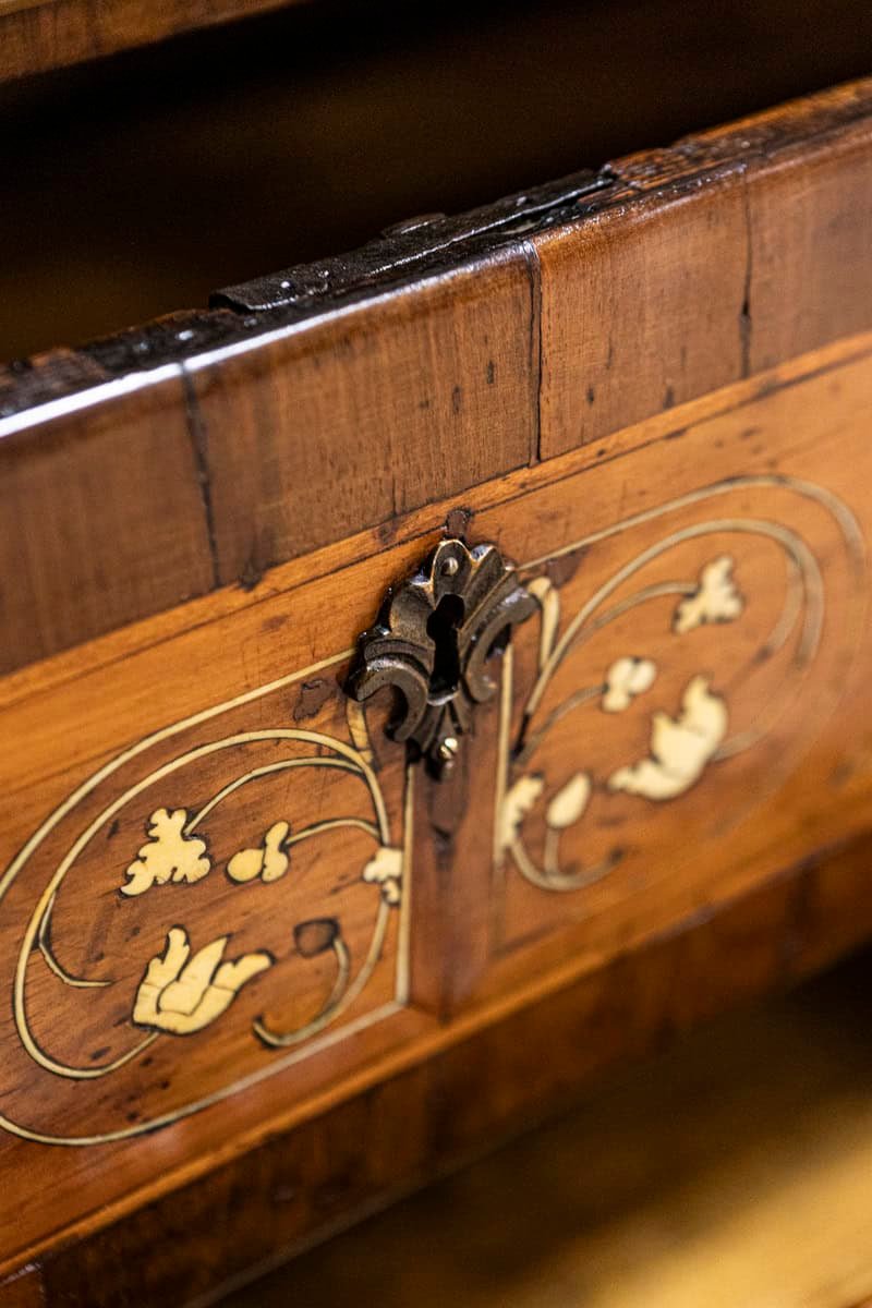 Italian 18th Century Walnut, Mahogany and Ash Two-Drawer Commode with Marquetry - JAA