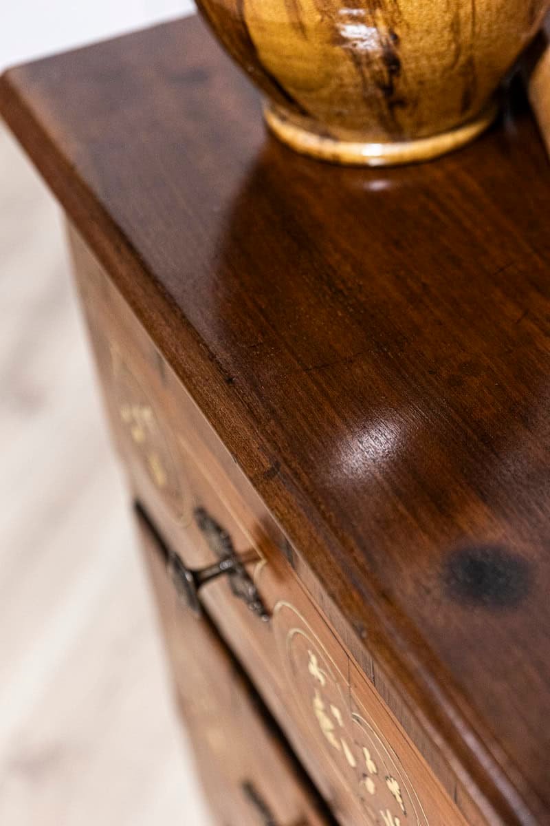 Italian 18th Century Walnut, Mahogany and Ash Two-Drawer Commode with Marquetry - JAA