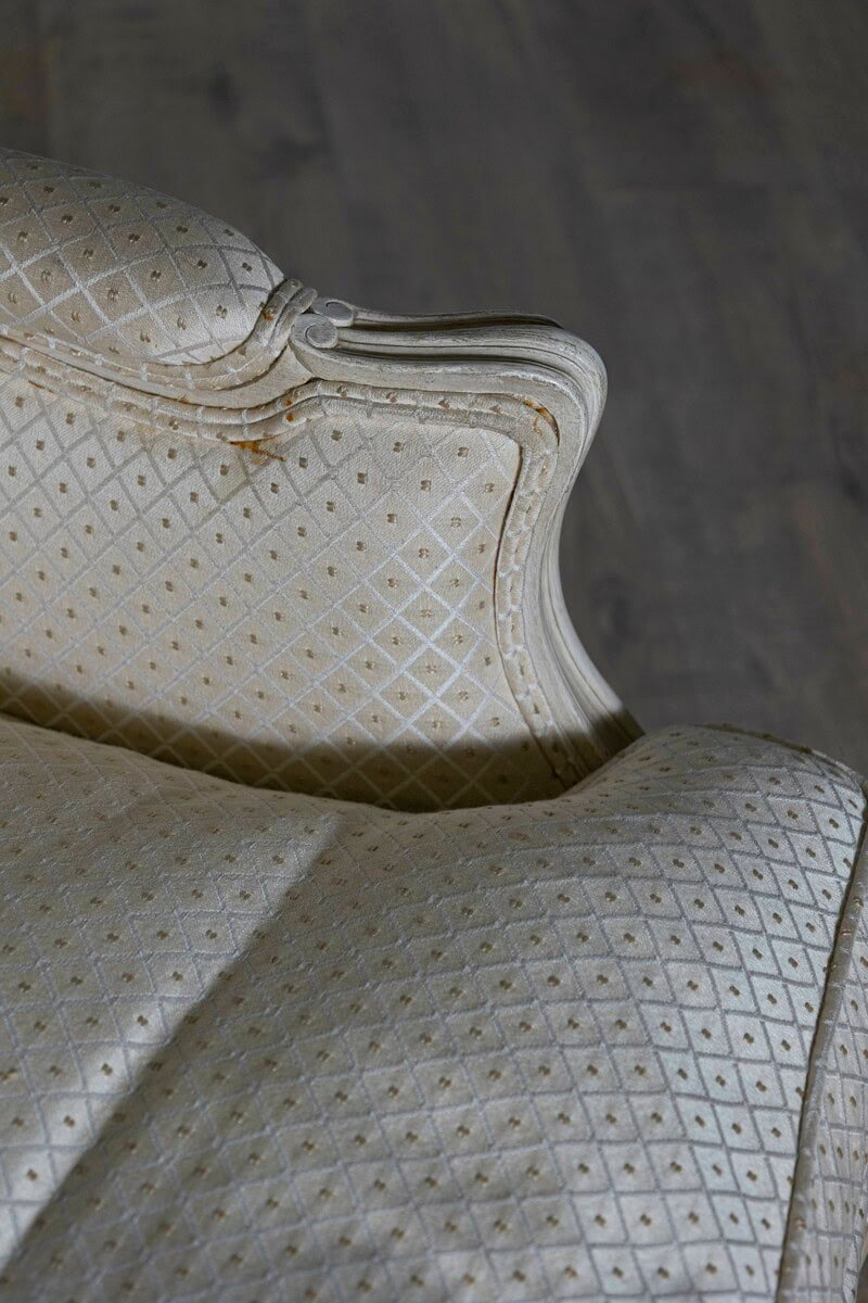 Louis XV Style French Cream Painted Wood Carved Bergères Chairs, a Pair - JAA