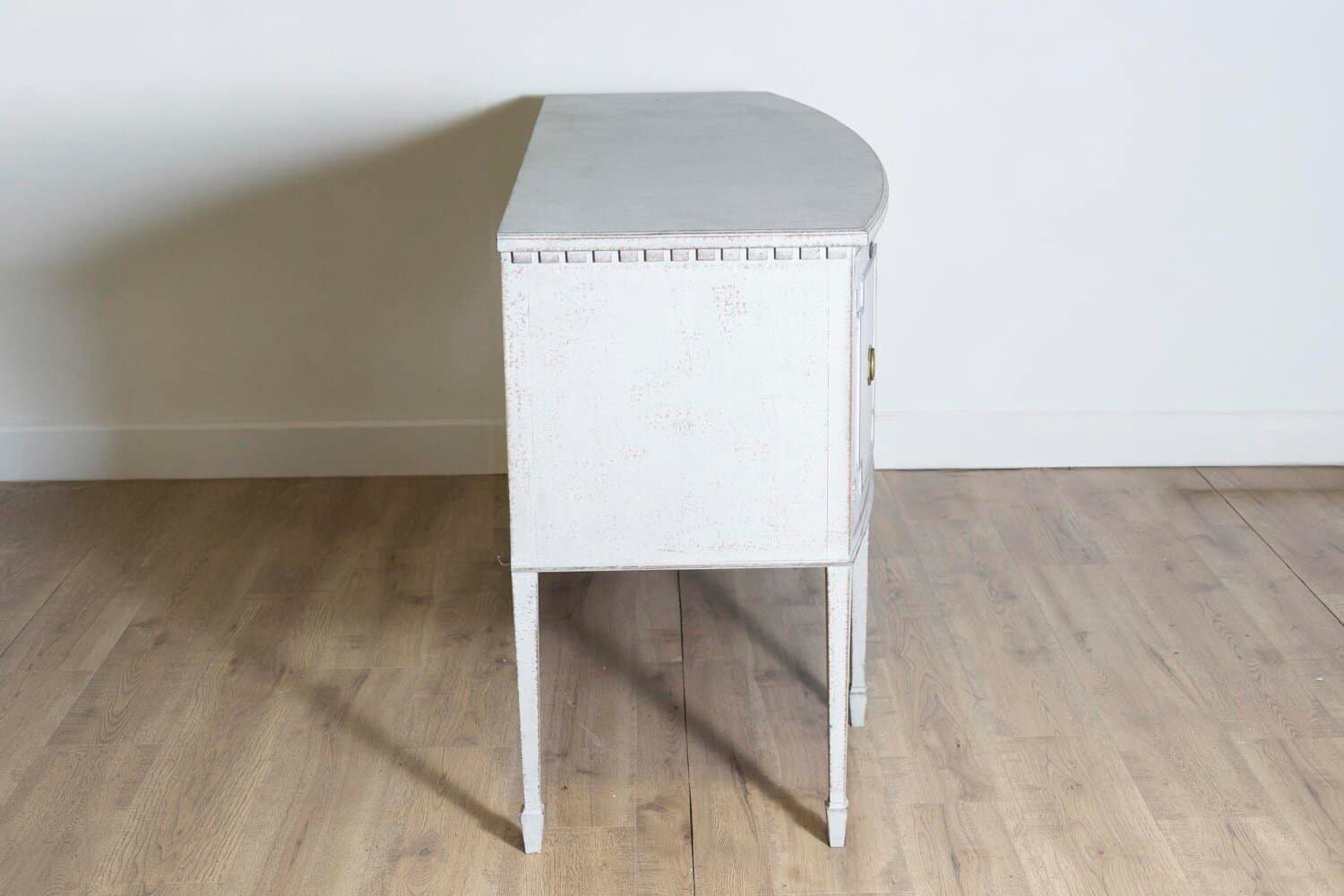 Neoclassical Style Painted Bow Front Sideboard with Two Doors and Five Drawers - JAA