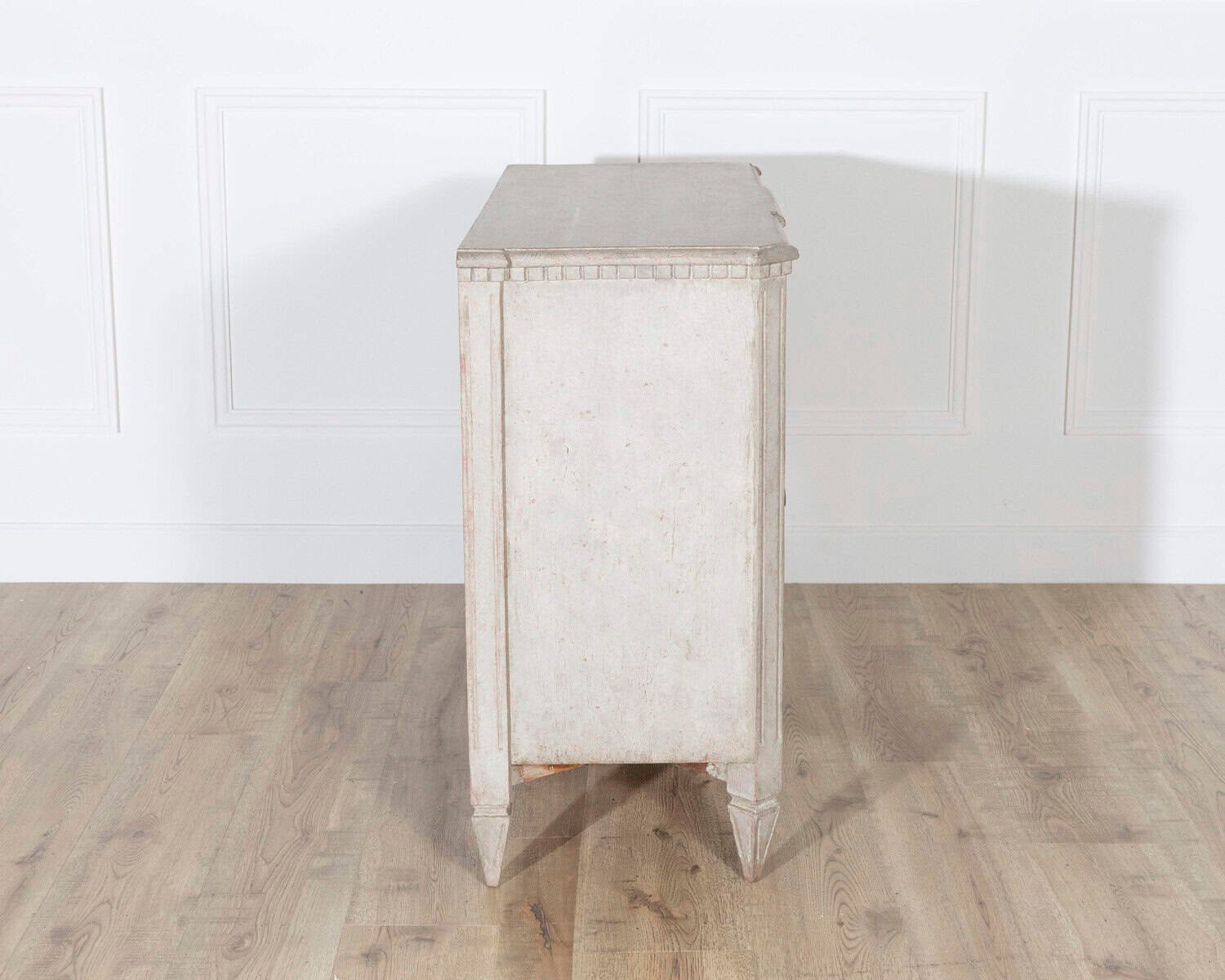 Gustavian Style Painted Chest of Drawers with Brass Handles - JAA