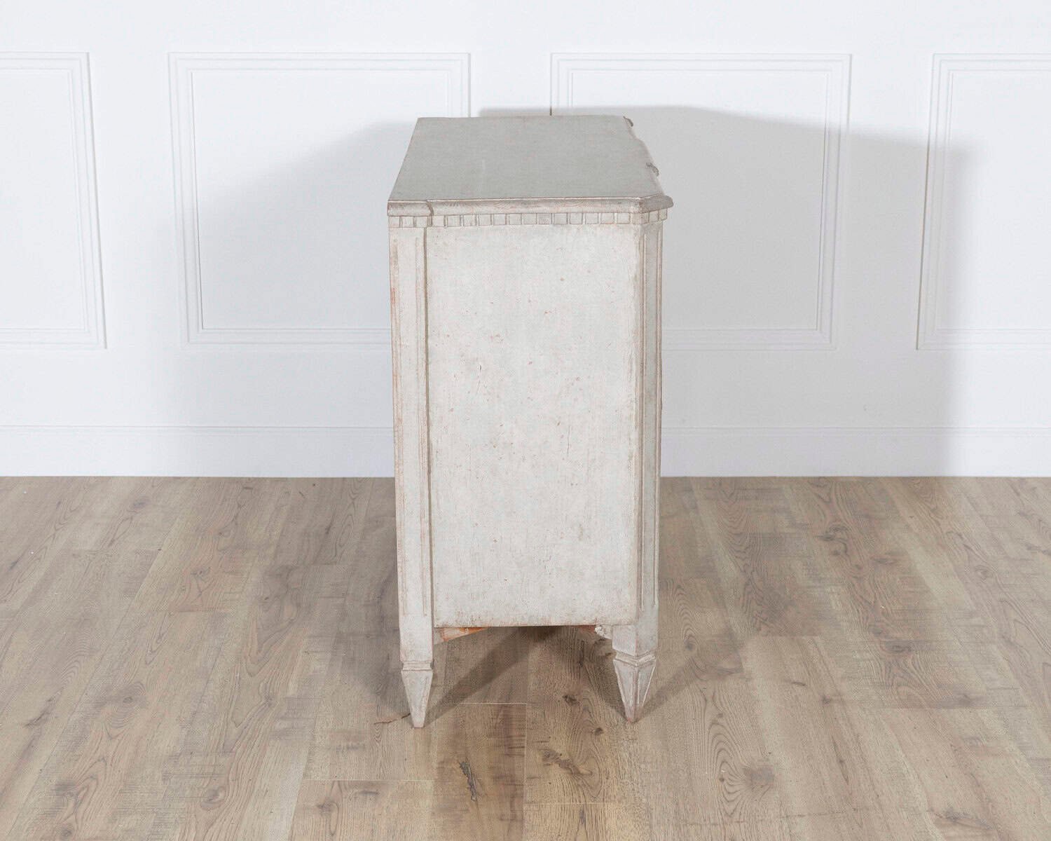 Gustavian Style Painted Chest of Drawers with Brass Handles - JAA