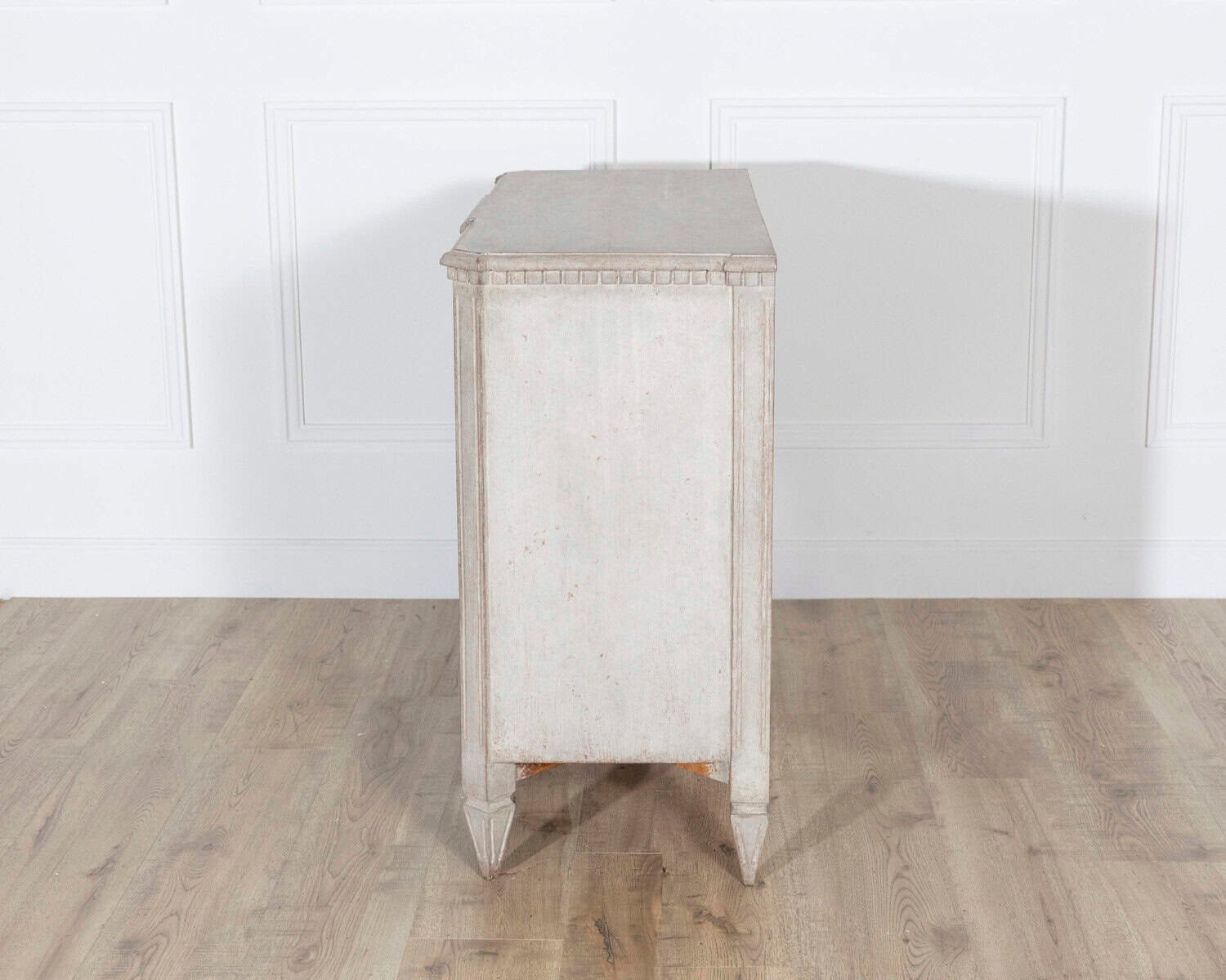 Gustavian Style Painted Chest of Drawers with Brass Handles - JAA