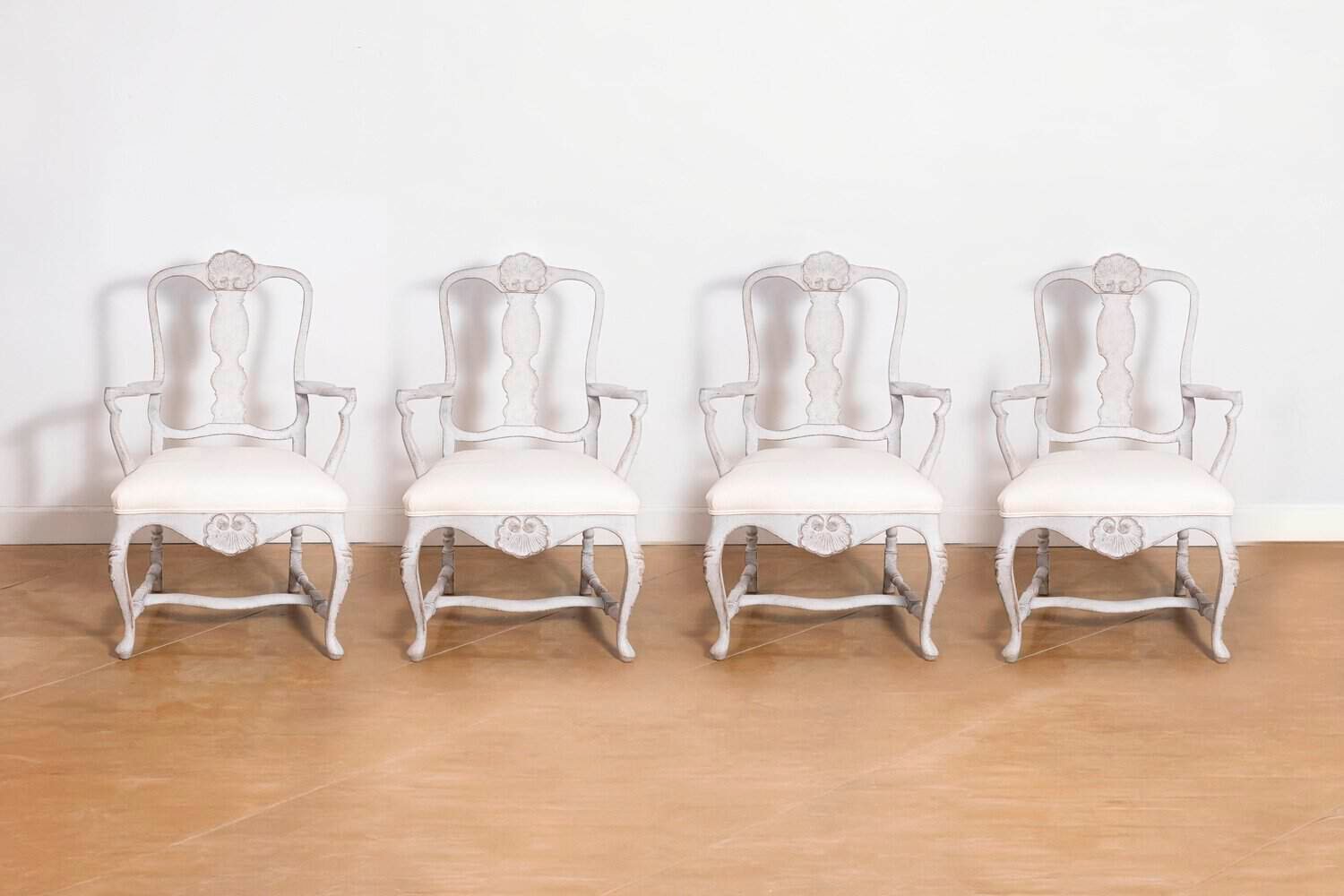 Pair of Scandinavian Rococo Style Painted Armchairs - JAA