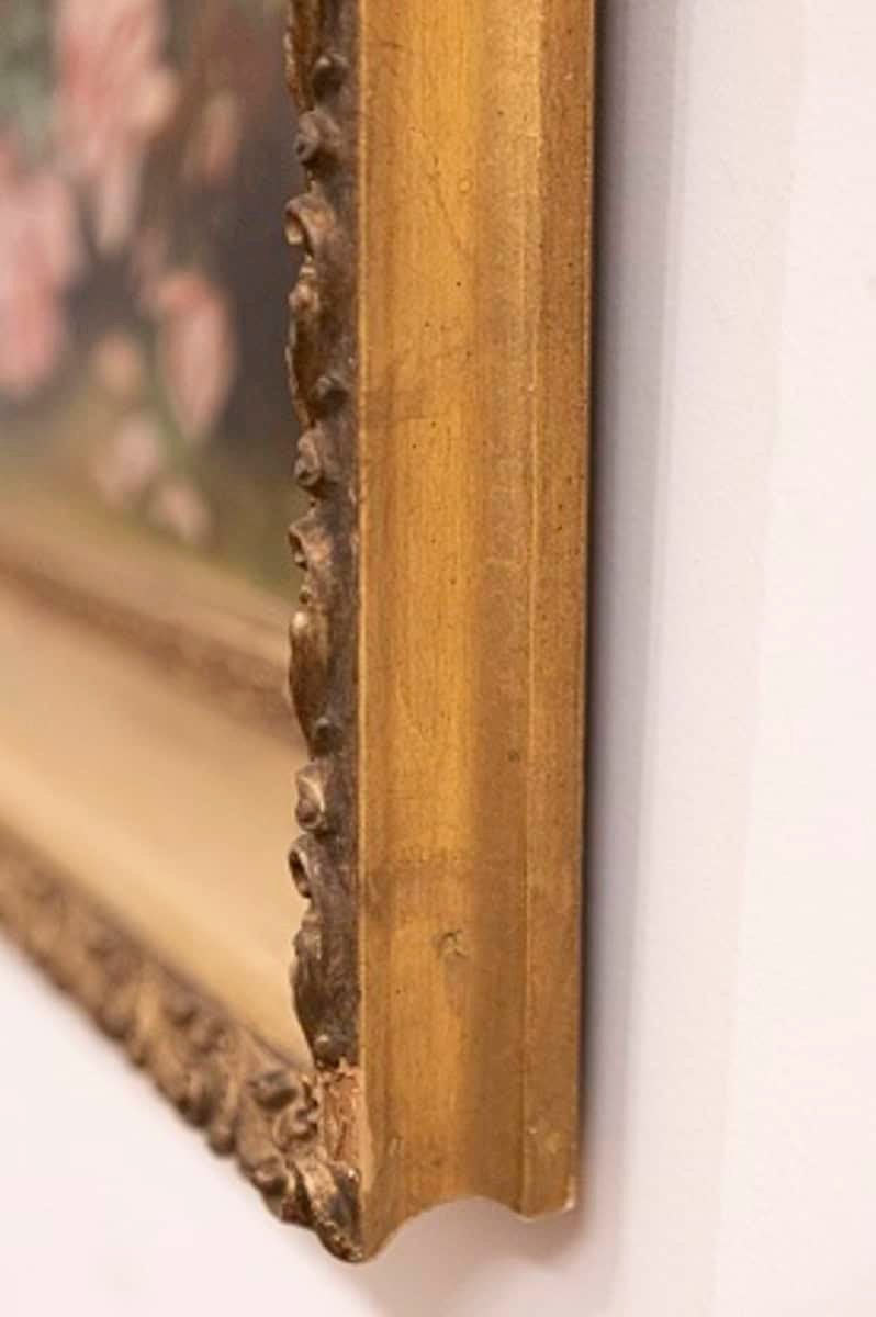 French 19th Century Framed Floral Oil on Canvas Painting Depicting Roses - JAA