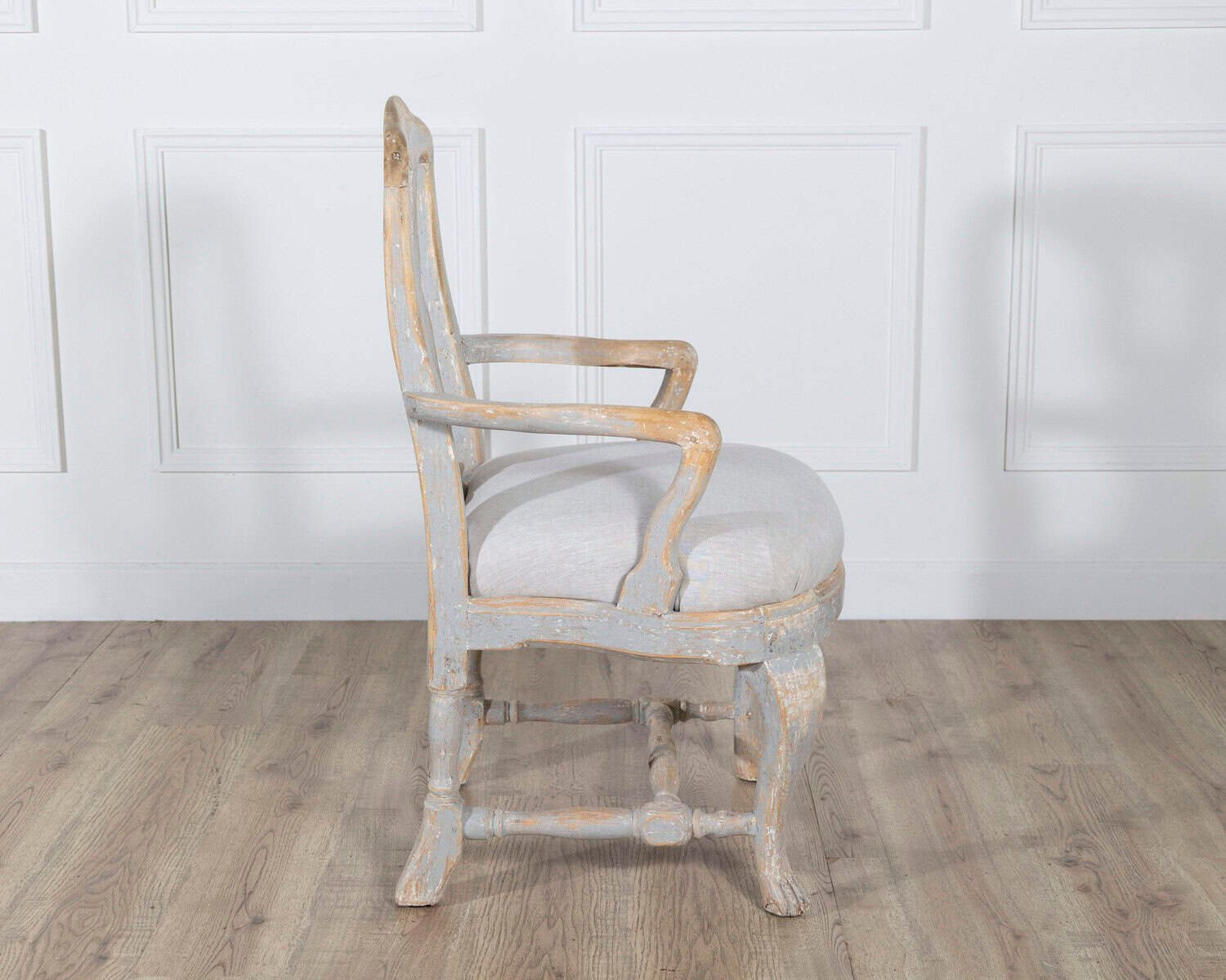 Pair of Swedish Rococo Carved Armchairs with Original Patina - JAA