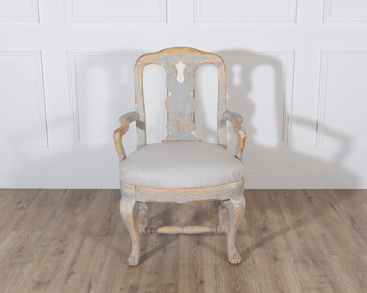 Pair of Swedish Rococo Carved Armchairs with Original Patina - JAA