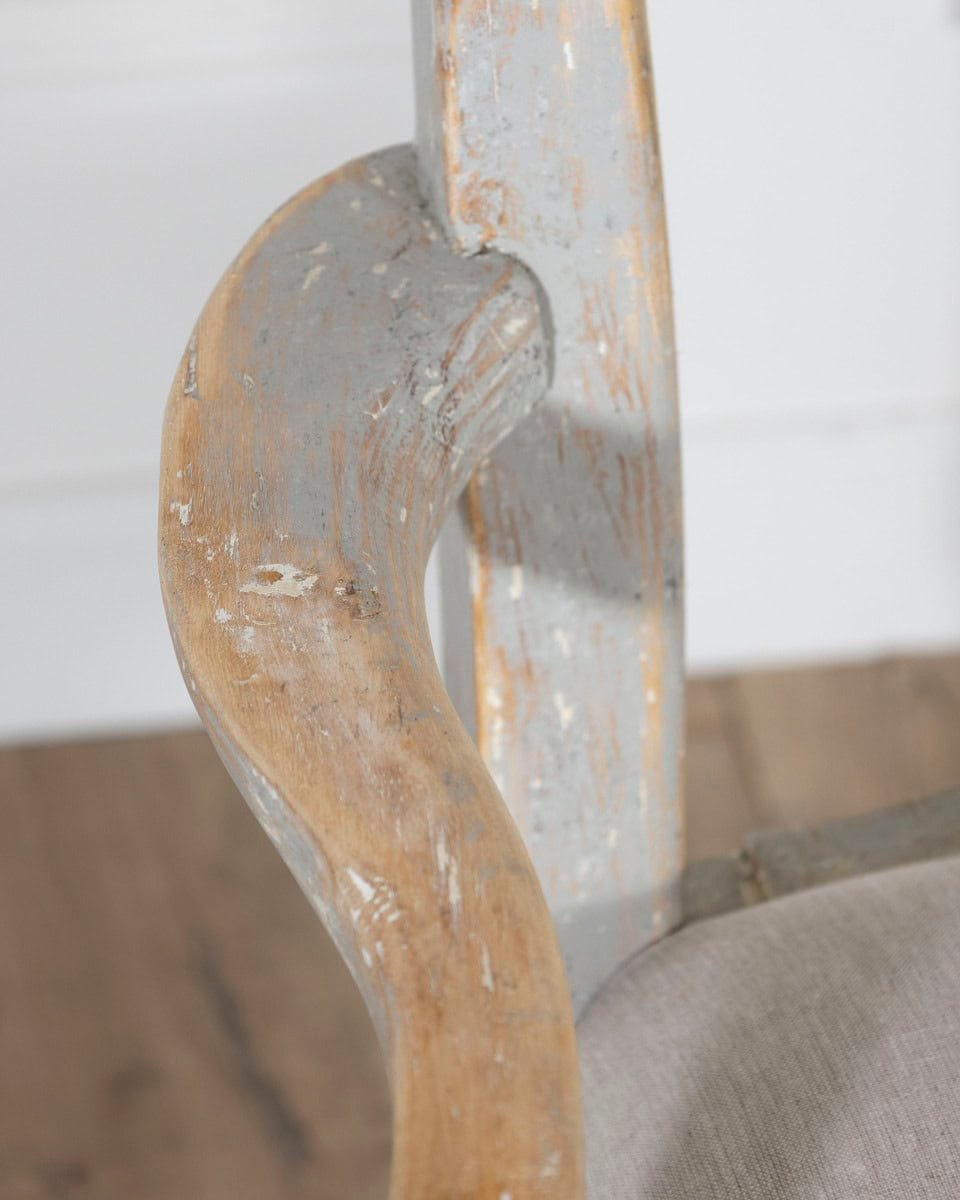Pair of Swedish Rococo Carved Armchairs with Original Patina - JAA