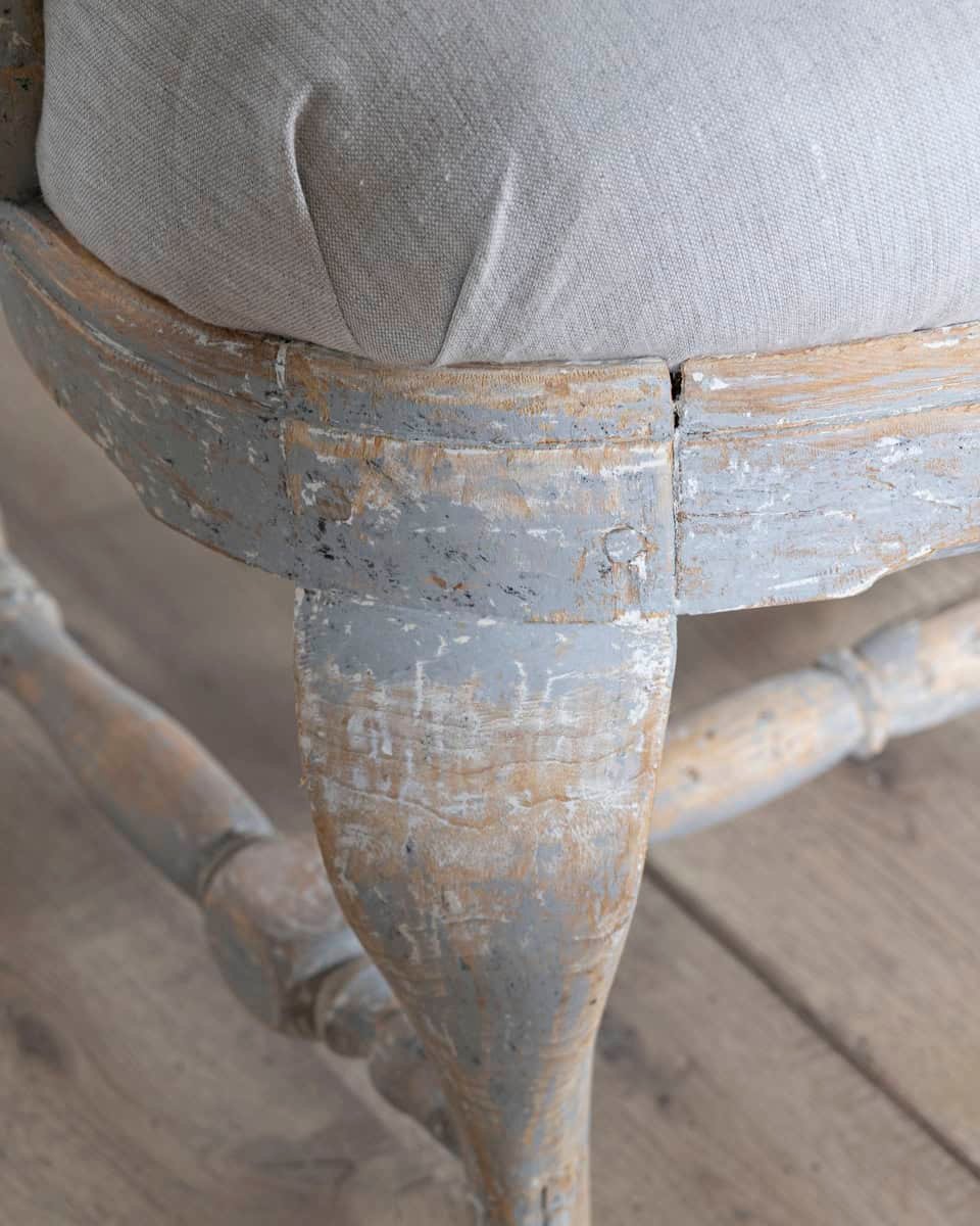 Pair of Swedish Rococo Carved Armchairs with Original Patina - JAA