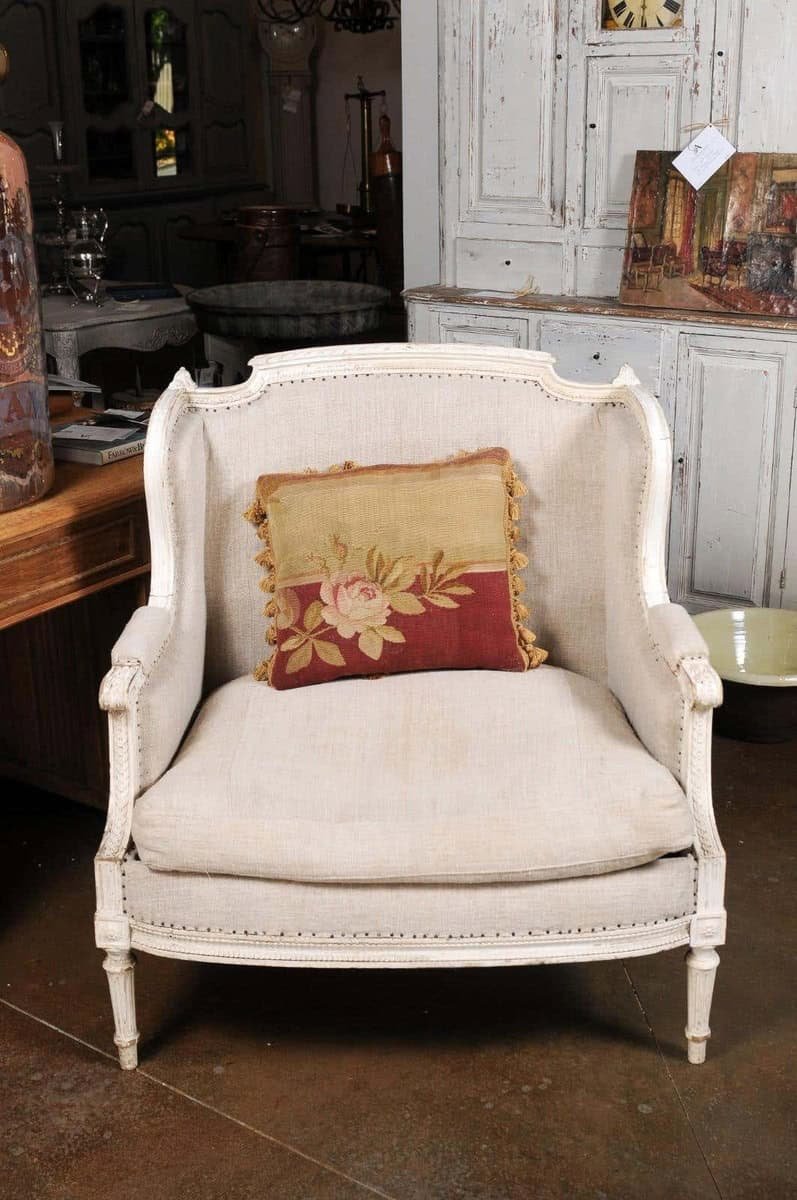 French 19th Century Aubusson Tapestry Pillow with Rose, Foliage and Tassels - JAA