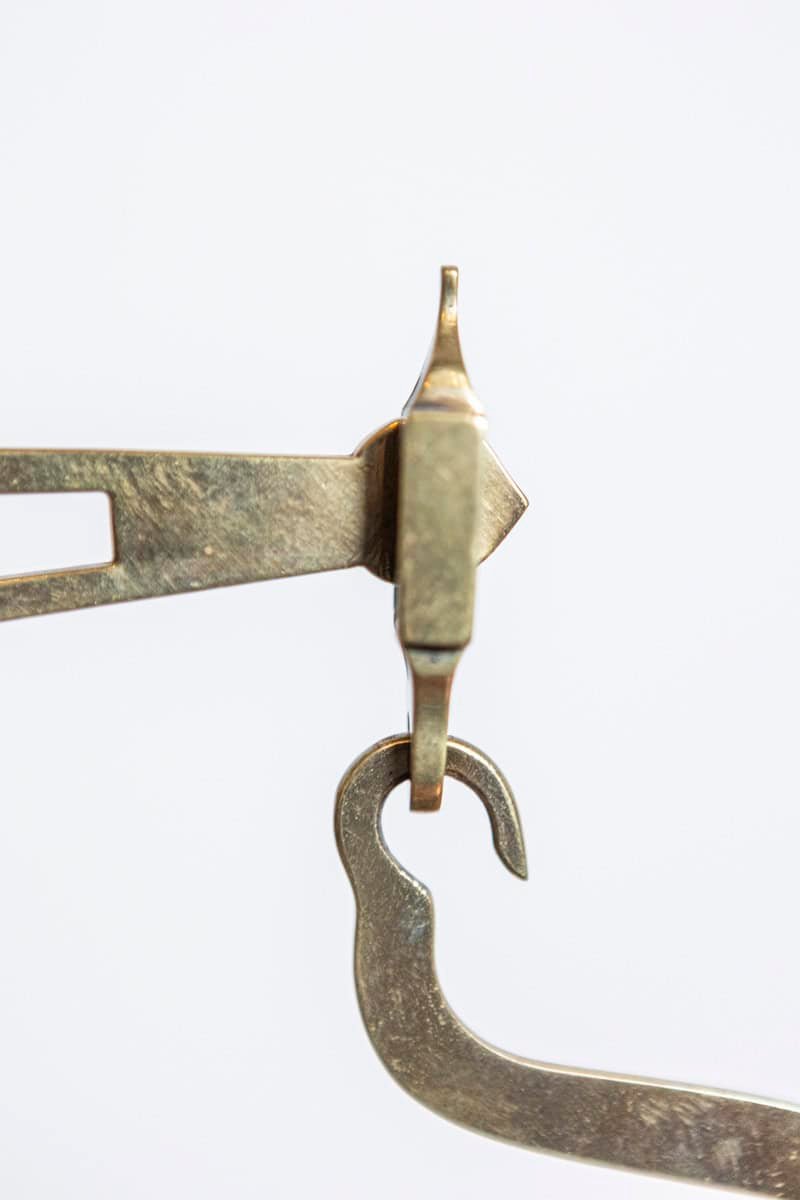 French 19th Century Freestanding Brass Tea Scale Mounted on Wooden Base - JAA