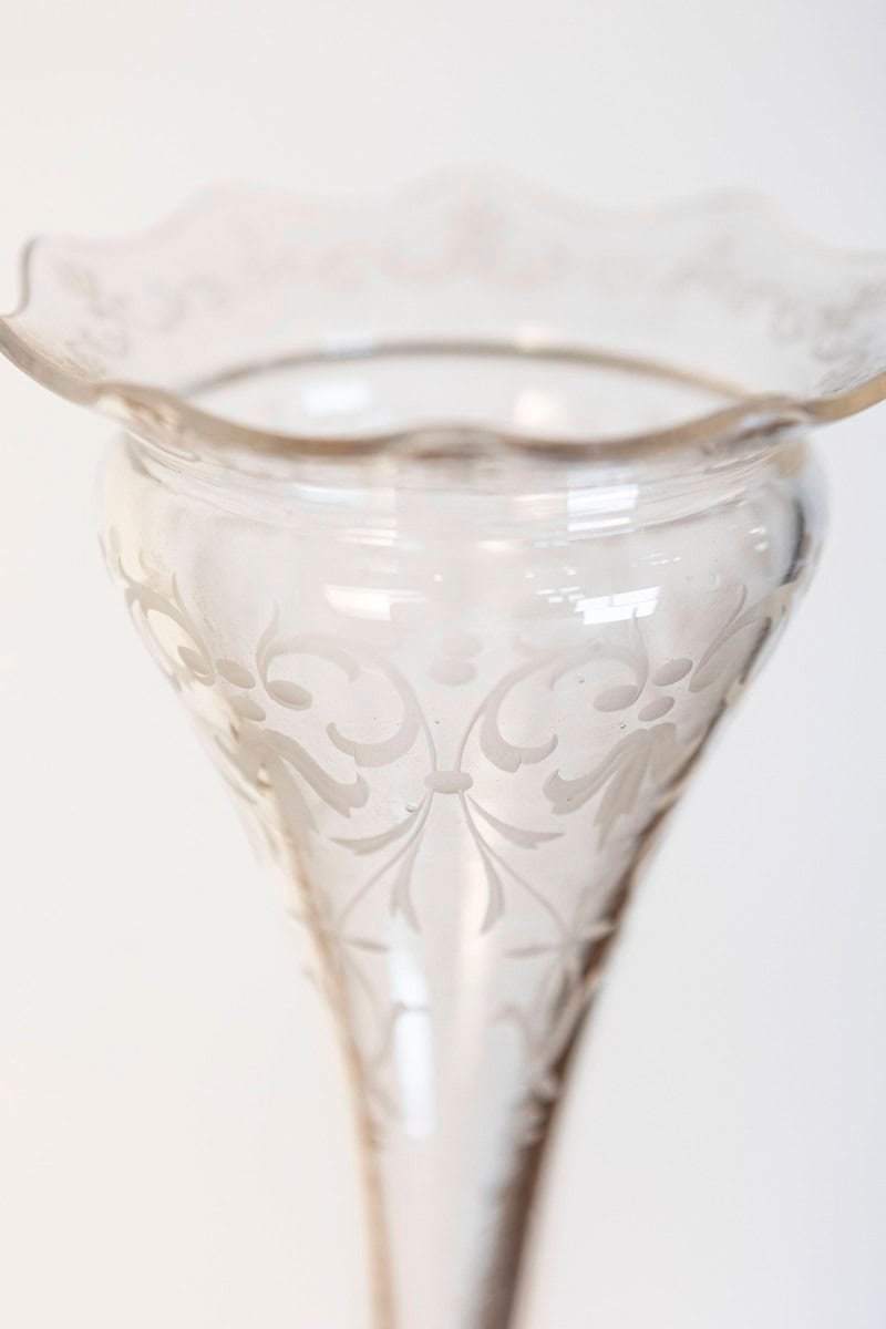 English Late Victorian 19th Century Epergne with Silver Base and Crystal Vase - JAA