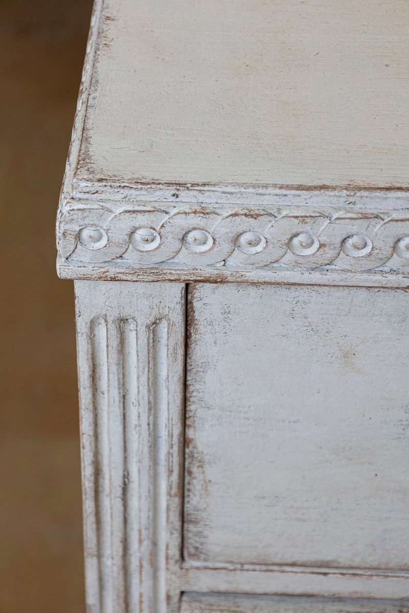 Swedish 1865 Neoclassical Style Painted Three-Drawer Chest with Guilloches - JAA