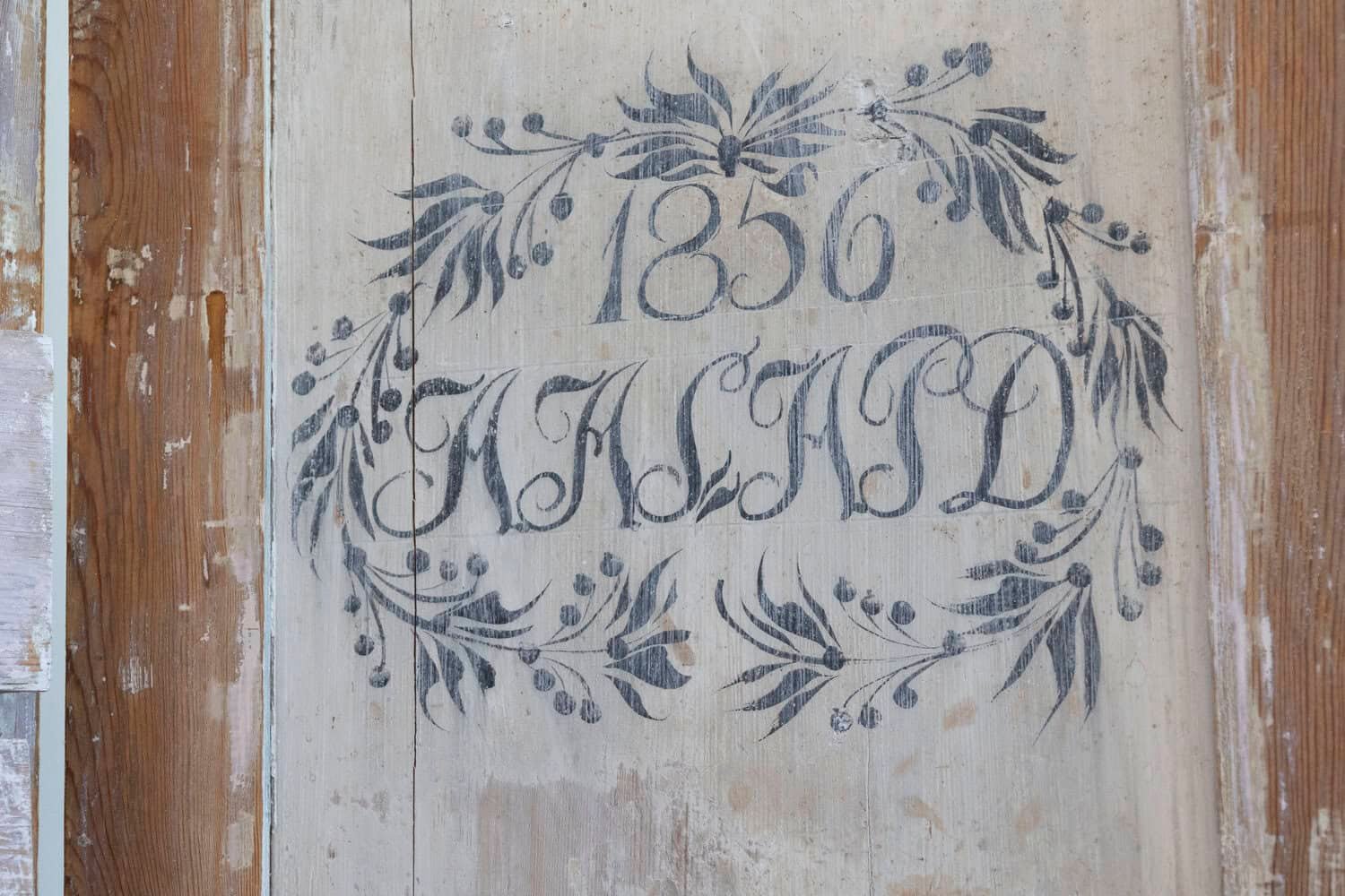 Swedish 1856 Two-part Painted Secretary with Four Doors and Slant Front Desk - JAA