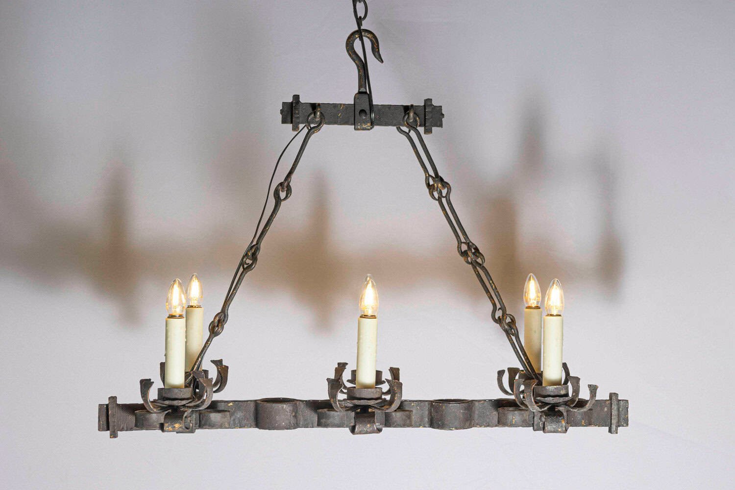 20th Century French Wrought Iron Chandelier - JAA