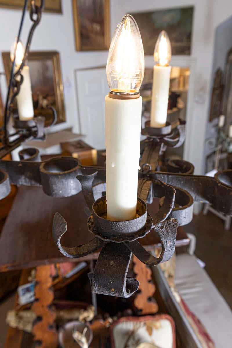 20th Century French Wrought Iron Chandelier - JAA