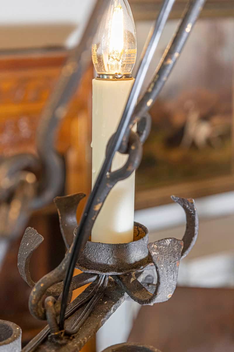 20th Century French Wrought Iron Chandelier - JAA