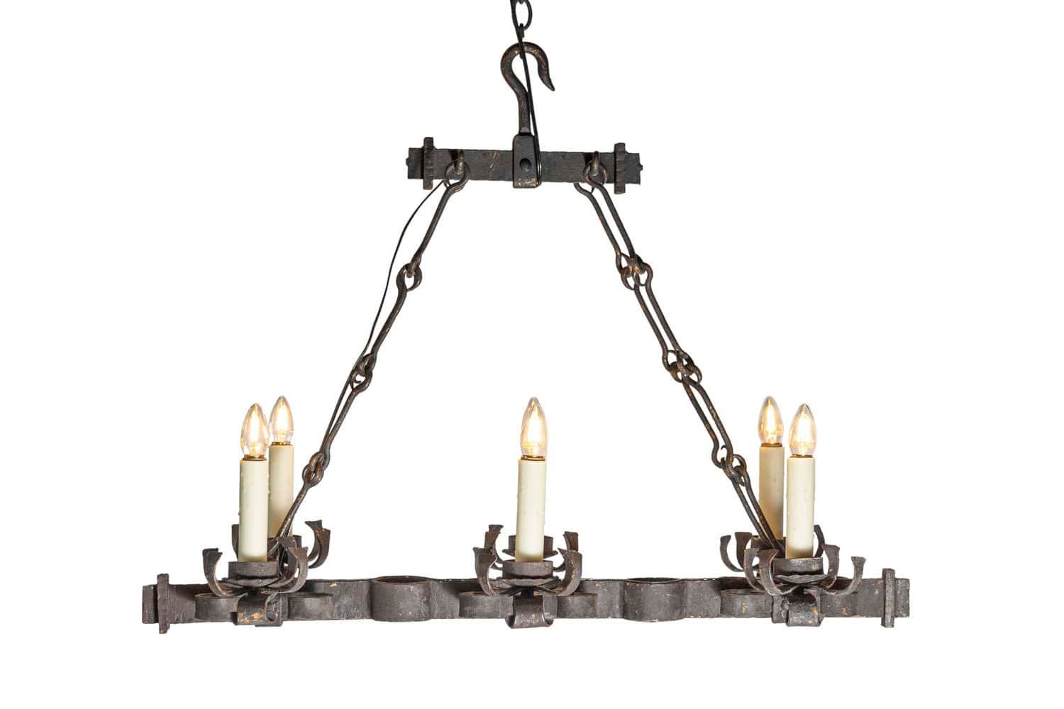 20th Century French Wrought Iron Chandelier - JAA