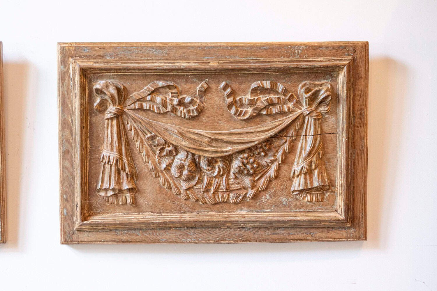 Pair of 18th Century Architectural Panels with Swags Hand-Carved in Low-Relief - JAA