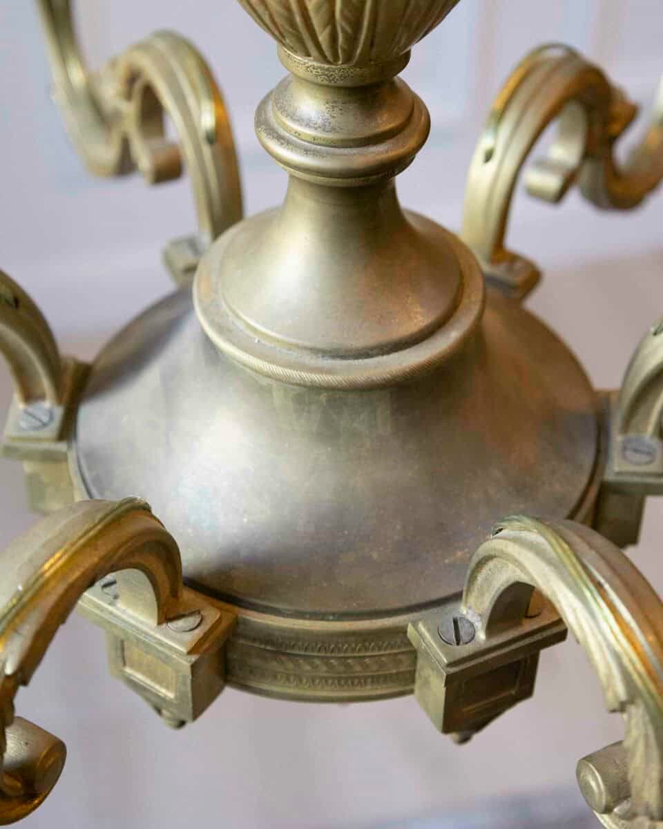 20th-Century French Bronze Chandelier with Classical Motifs - JAA