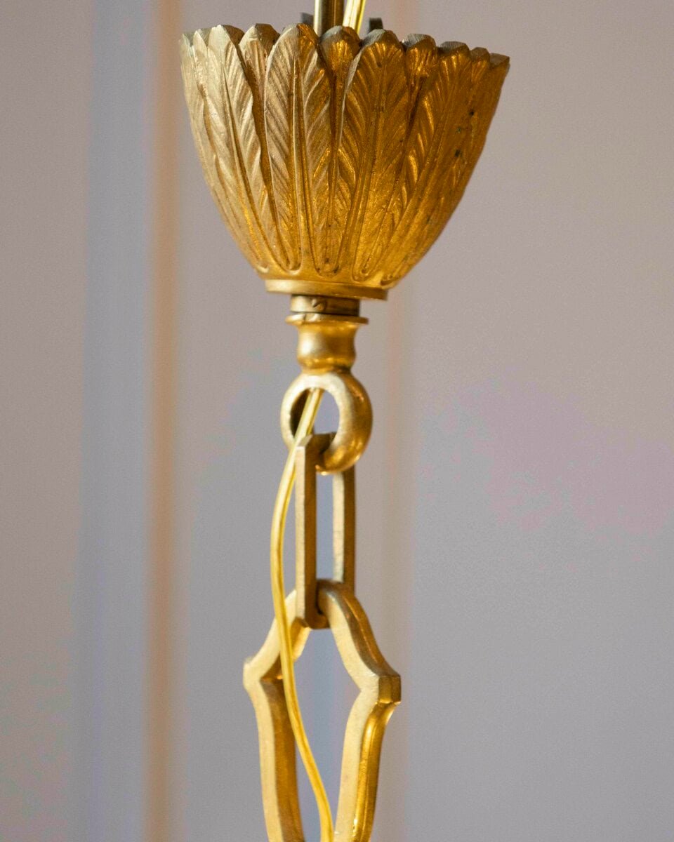 20th-Century French Bronze Chandelier with Classical Motifs - JAA