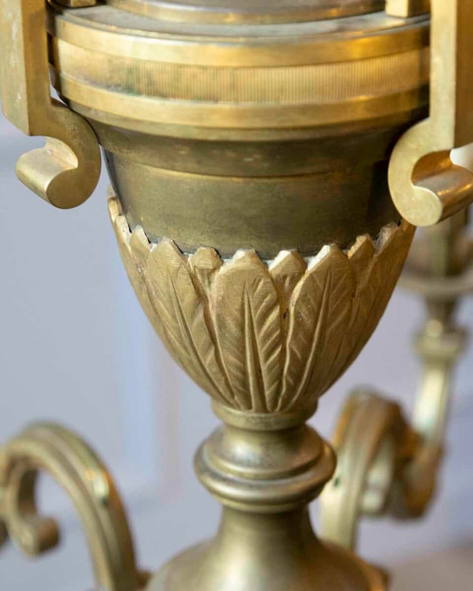 20th-Century French Bronze Chandelier with Classical Motifs - JAA