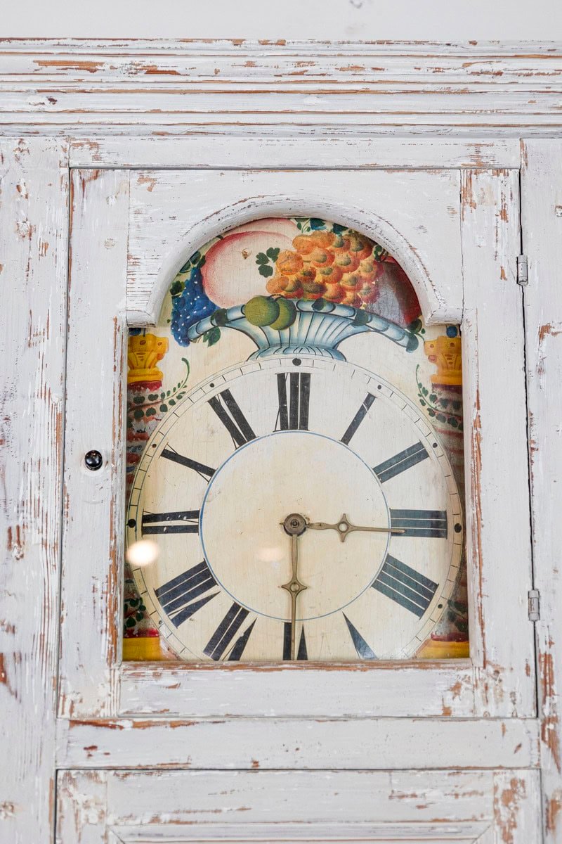 Swedish 1810s Painted Wood Clock Cupboard with Doors and Drawers - JAA