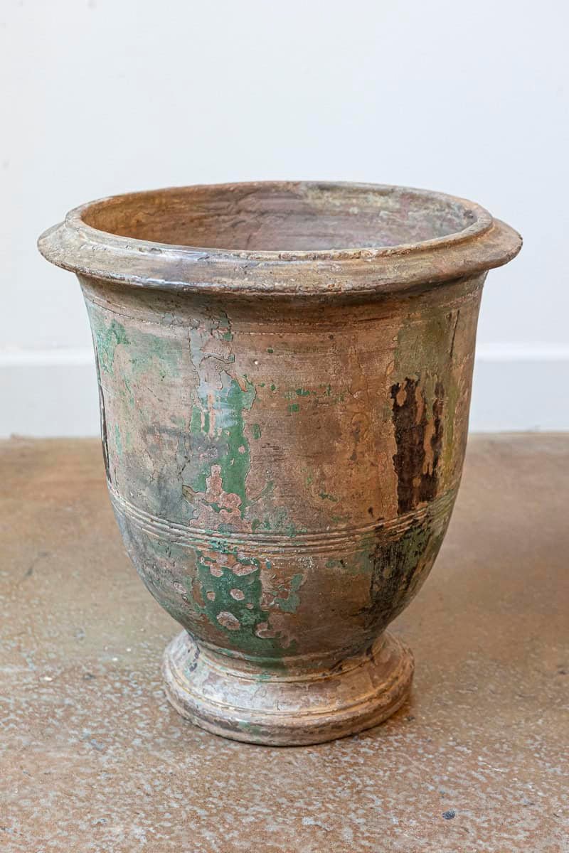 French Provençal Early 19th Century Anduze Vase with Hints of Green and Brown - JAA