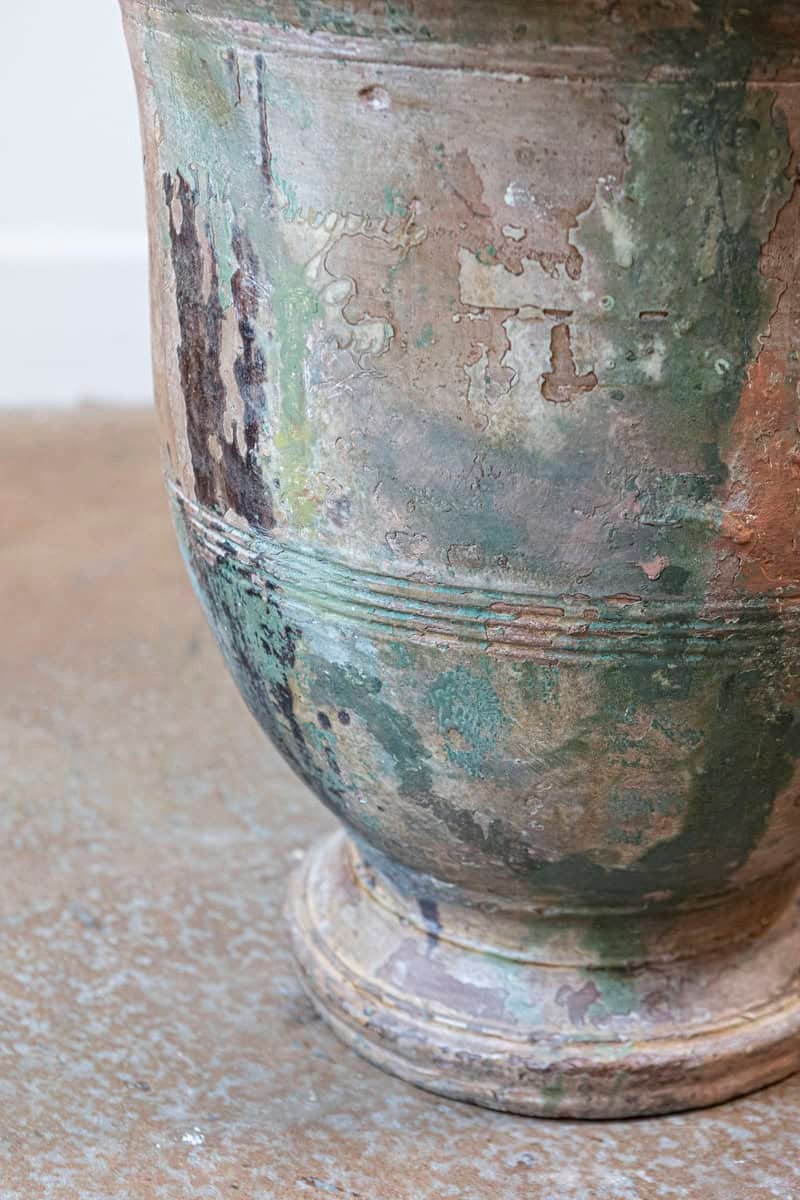 French Provençal Early 19th Century Anduze Vase with Hints of Green and Brown - JAA