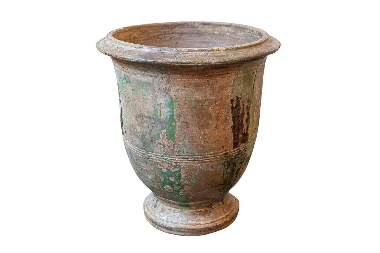 French Provençal Early 19th Century Anduze Vase with Hints of Green and Brown