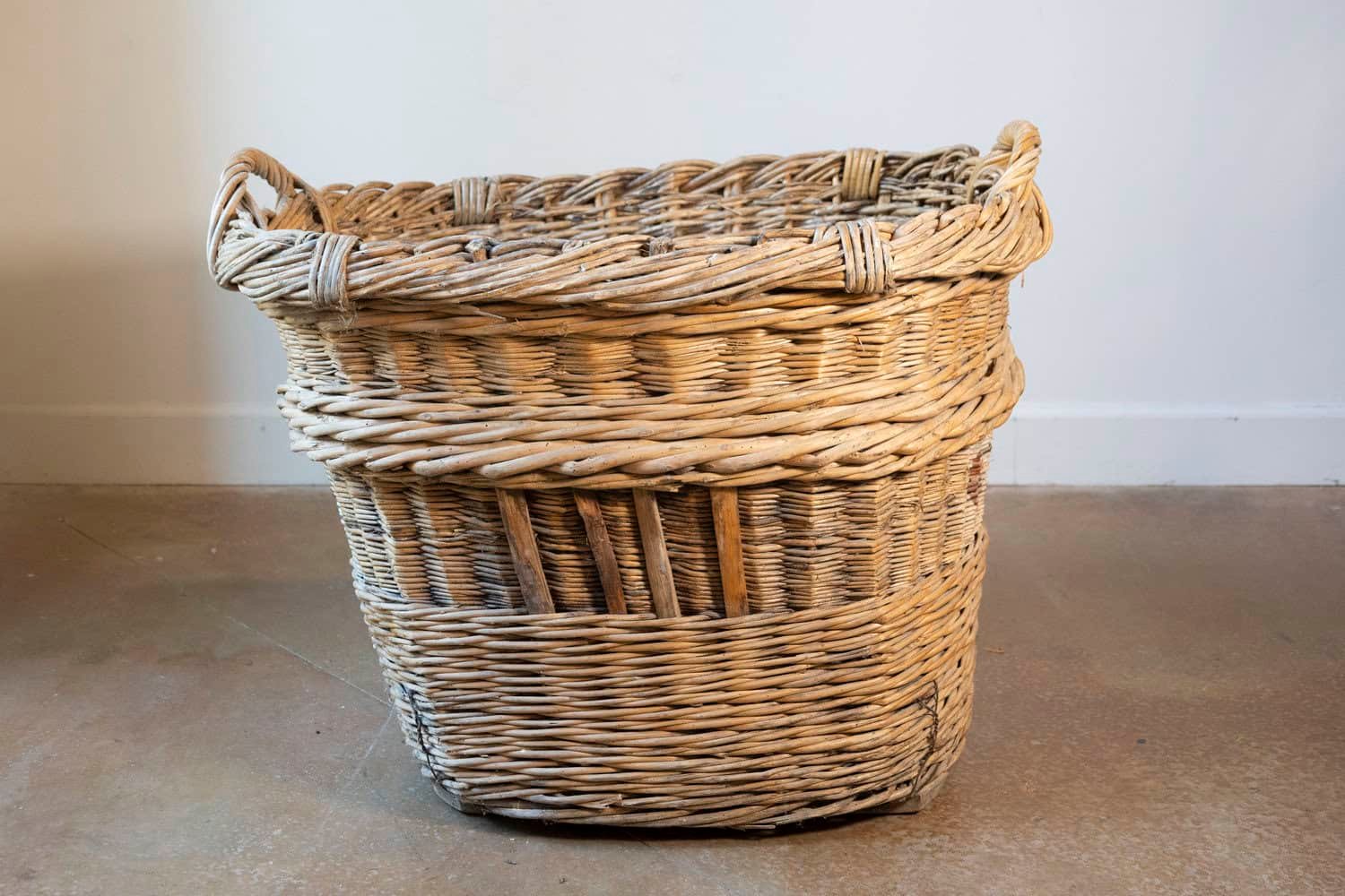 French Early 20th Century Wicker Grape Harvesting Basket - JAA