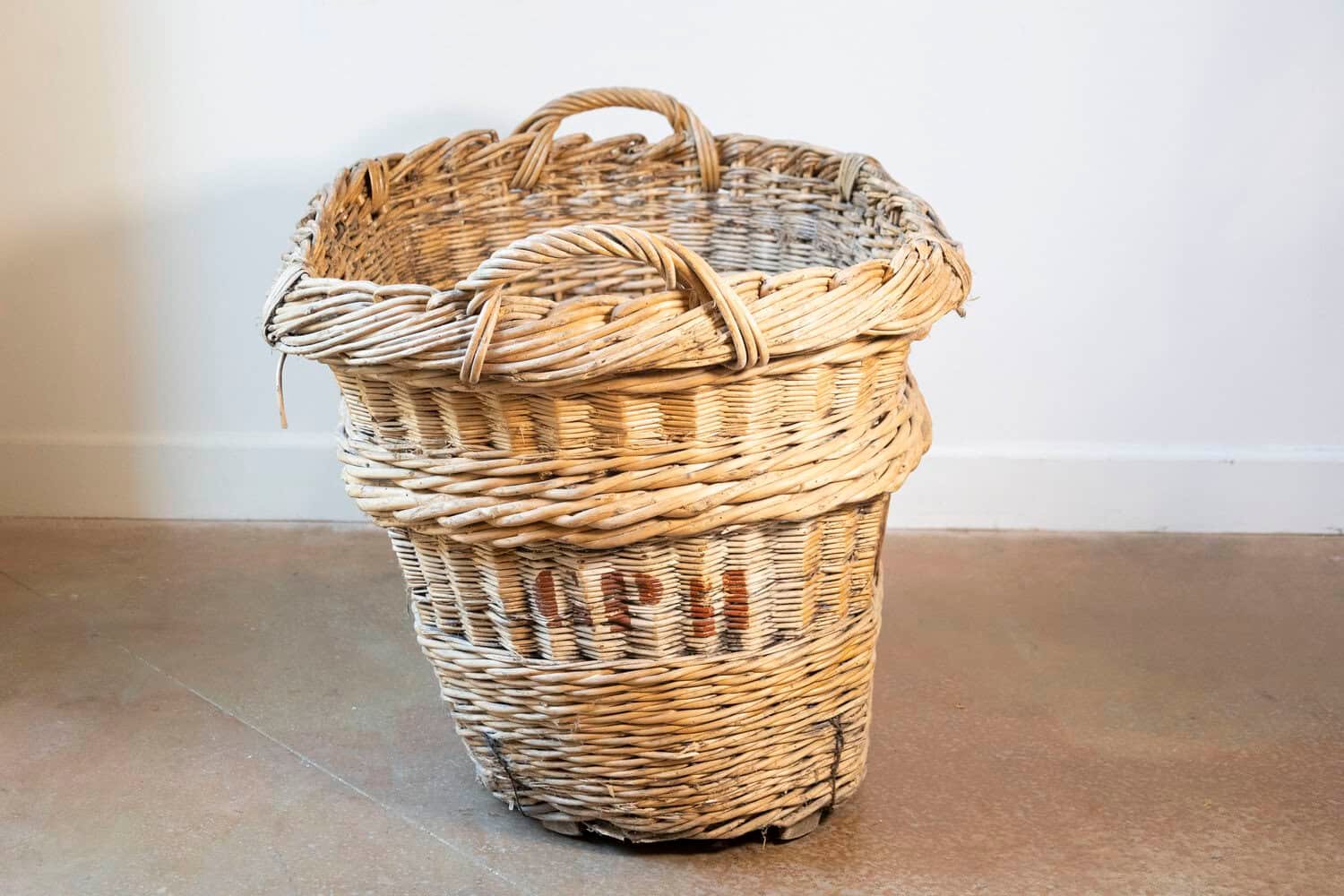 French Early 20th Century Wicker Grape Harvesting Basket - JAA