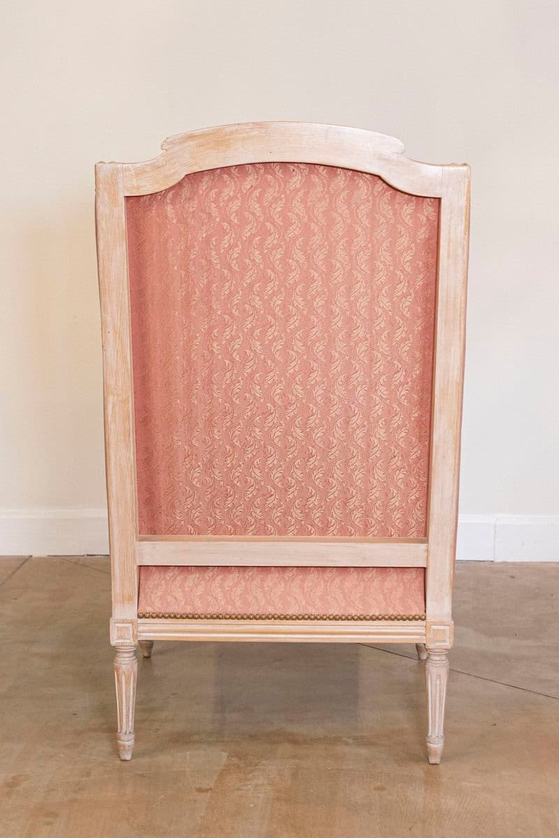Pair of French Louis XVI Style 1900s Painted Bergères Chairs with Upholstery - JAA