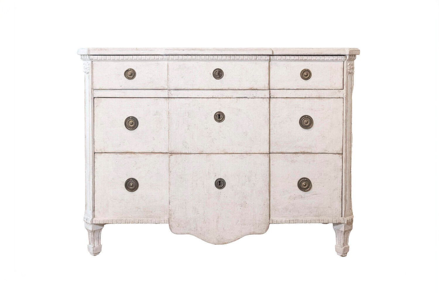 Swedish Painted Breakfront Three-Drawer Commode with Dentil Molding, circa 1880 - JAA