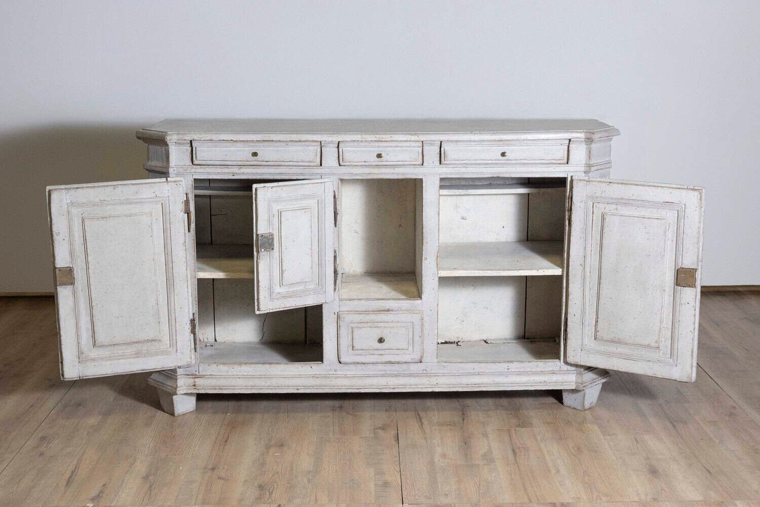 Late 18th Century Swedish Gustavian Painted Wood Sideboard with Fluted Pilasters - JAA