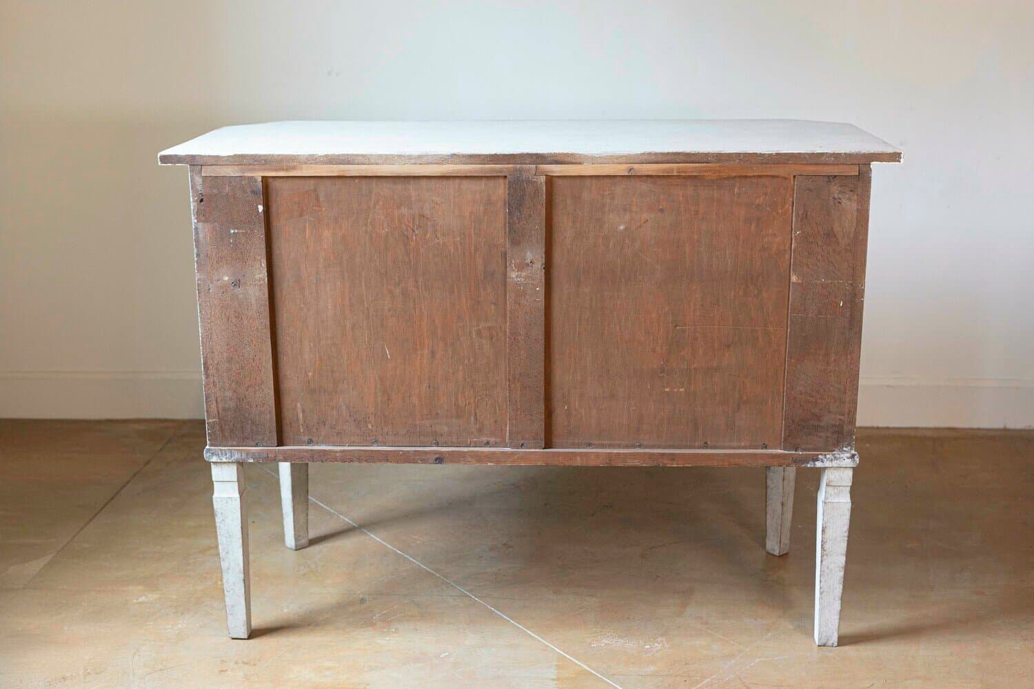 Swedish 1890 Painted Sideboard with Two Drawers, Two Doors and Fluted Side Posts - JAA
