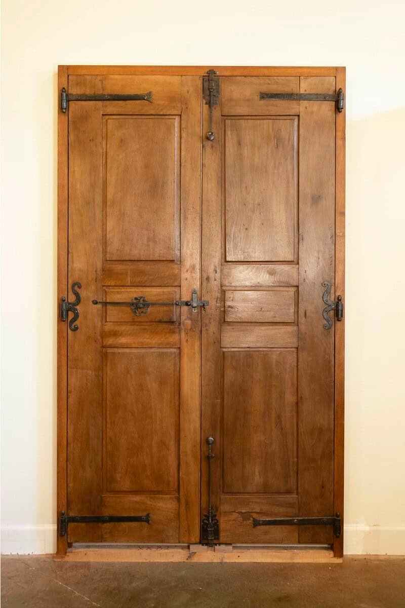 French 1750s Louis XV Period Walnut Communication Doors with Iron Hardware - JAA