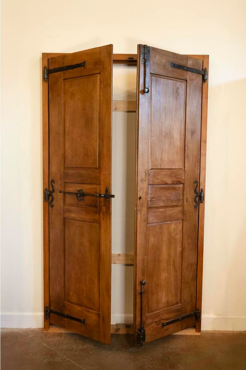 French 1750s Louis XV Period Walnut Communication Doors with Iron Hardware - JAA