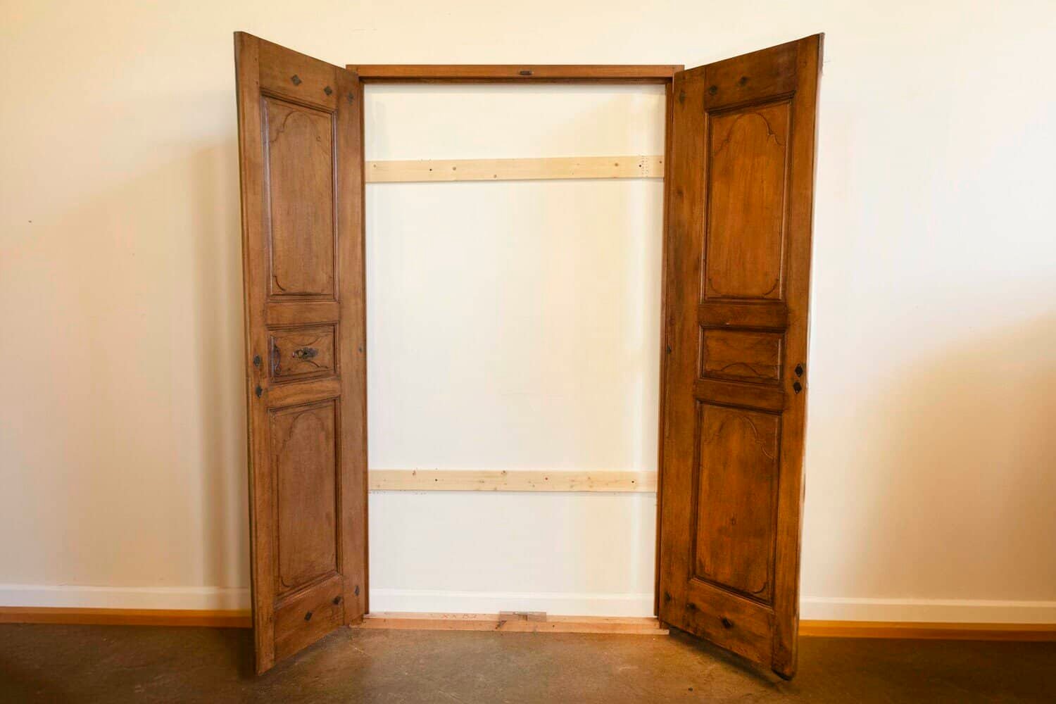 French 1750s Louis XV Period Walnut Communication Doors with Iron Hardware - JAA