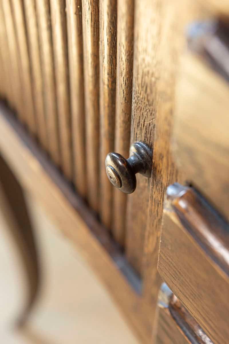 French Oak Table De Chevet with Sliding-Door Cabinets and Three Drawers, 1890s - JAA