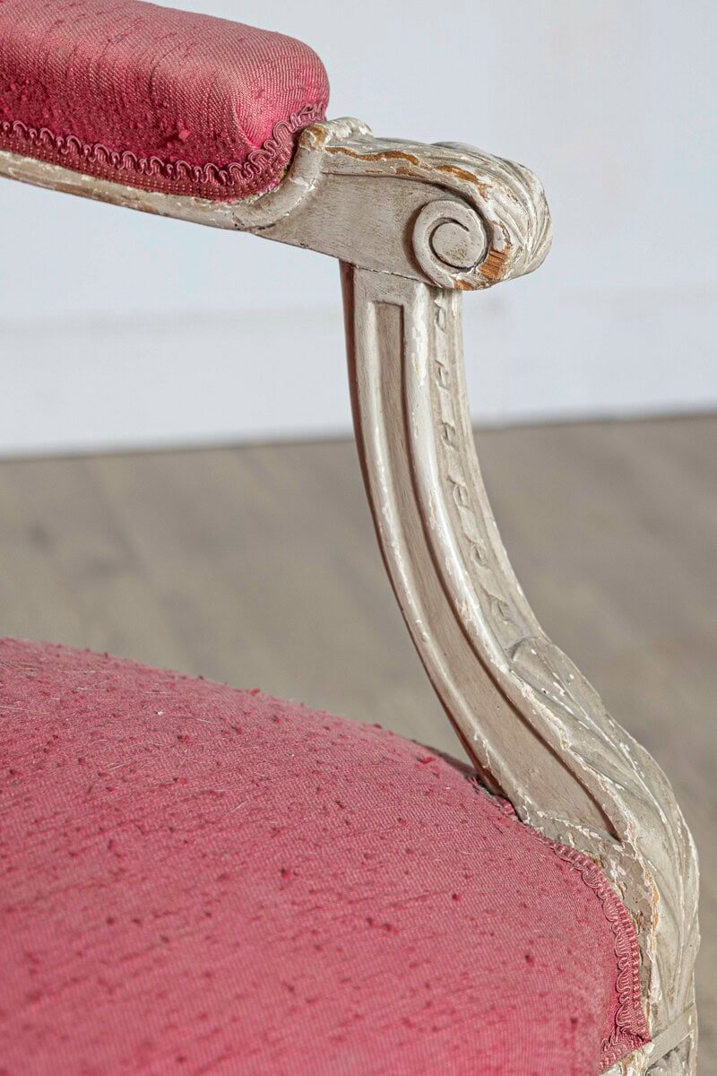 Two French Louis XVI Style Painted Armchairs with Richly Carved Décor, Sold Each - JAA