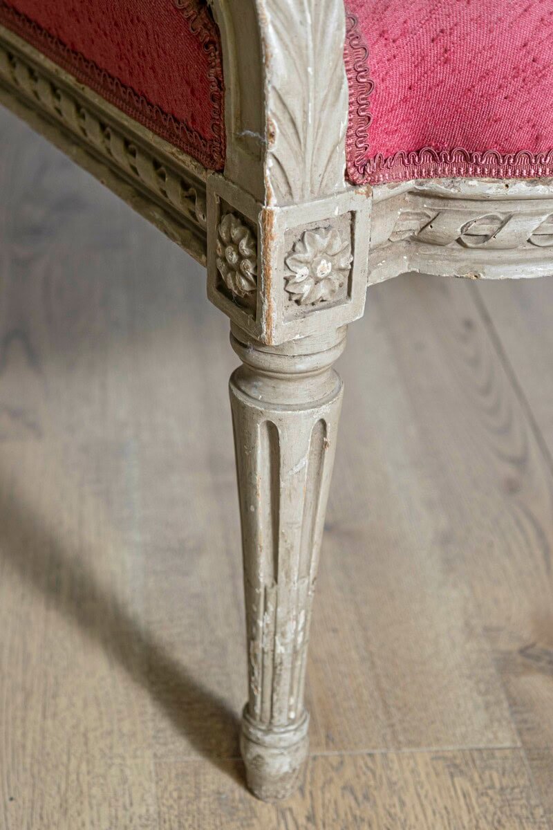 Two French Louis XVI Style Painted Armchairs with Richly Carved Décor, Sold Each - JAA