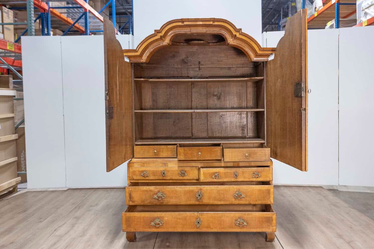 Swedish Rococo Period 1790s Cabinet with Chapeau de Gendarme Inspired Cornice - JAA