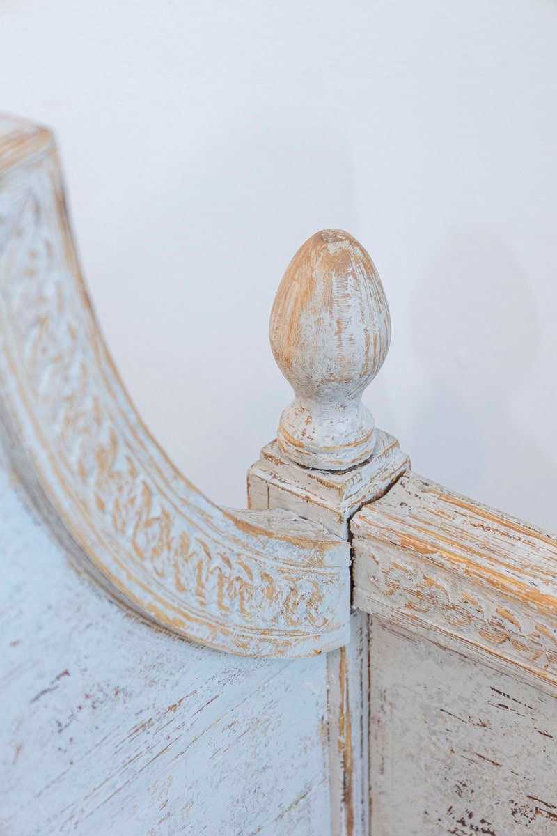 Neoclassical Style 1850s Gray Painted and Carved Armchairs with Guilloches, Pair - JAA